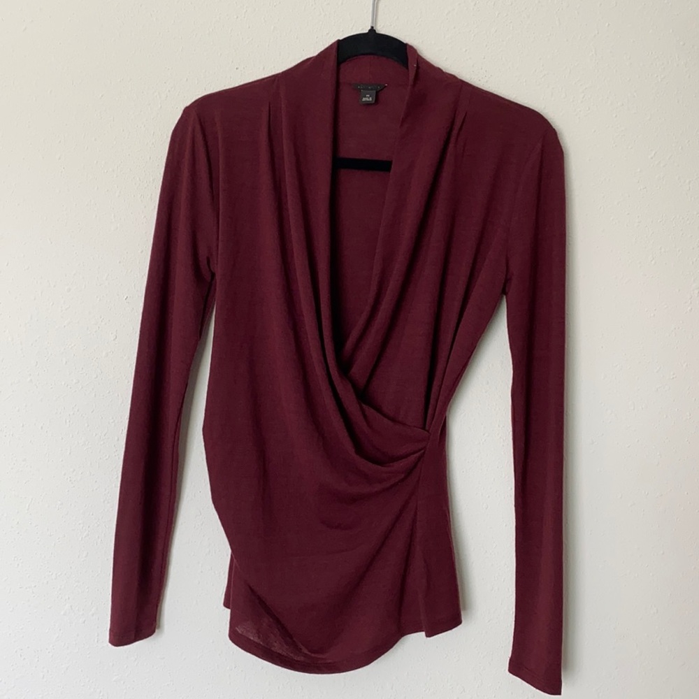 Ann Taylor Burgundy Long Sleeve XS Blouse